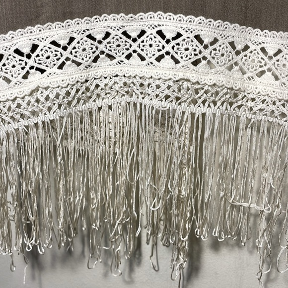 KORI AMERICA/ WOMEN'S BOHEMIAN CROCHET & FRINGE KIMONO JACKET, OLIVE SIZE S/M - Picture 3 of 6